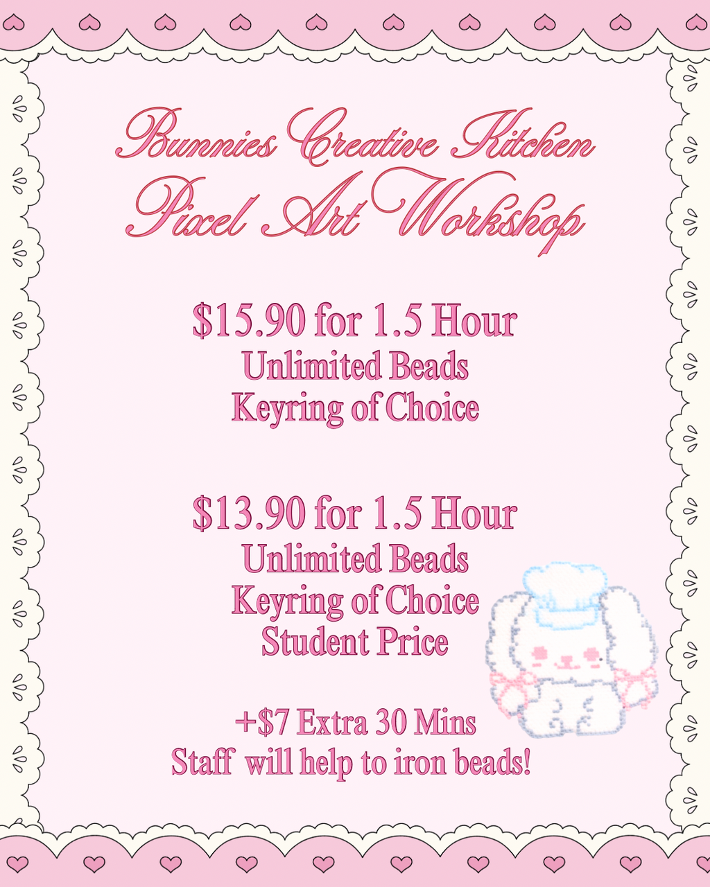 Bunnies Pixel Art Workshop (Deposit + Booking)